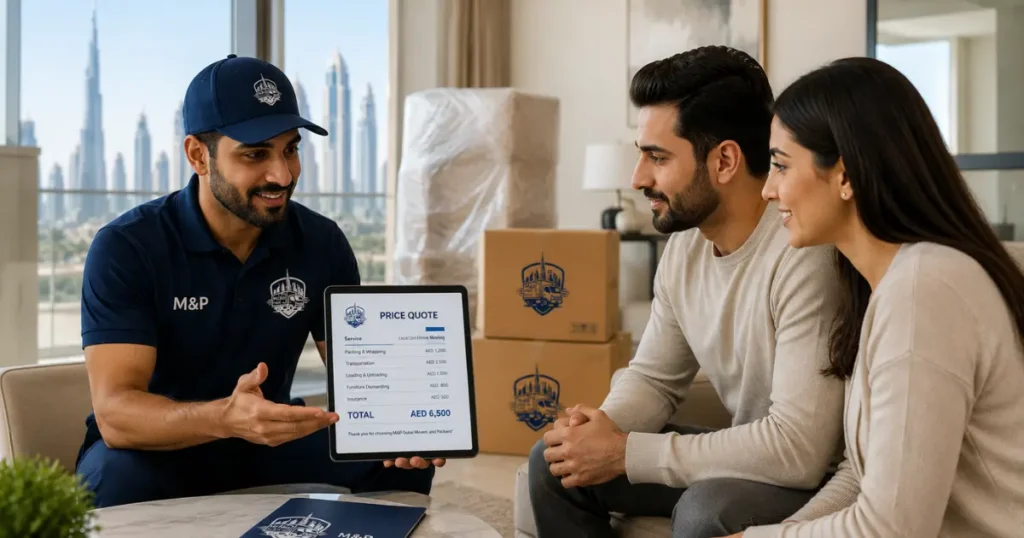 Moving company providing transparent cost quote to customers in Dubai