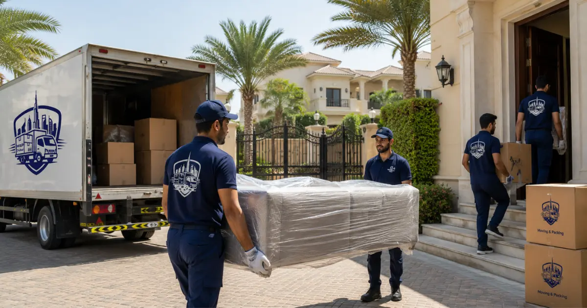 Professional movers and packers handling villa moving in Dubai gated community