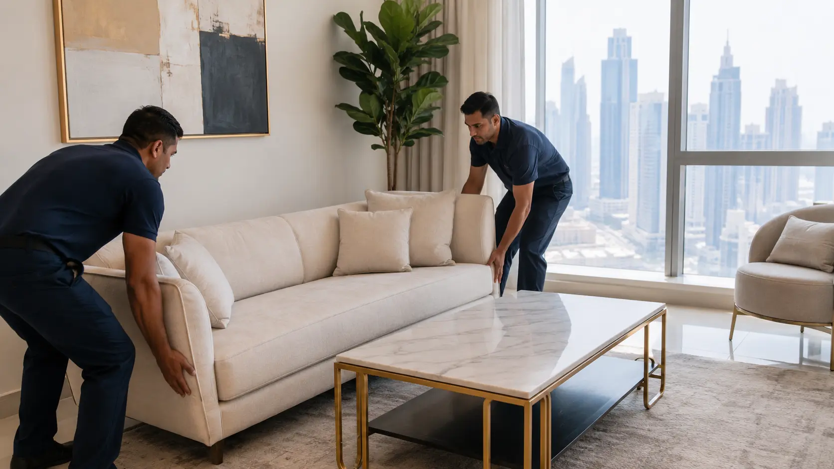 Furniture arrangement service in Dubai living room
