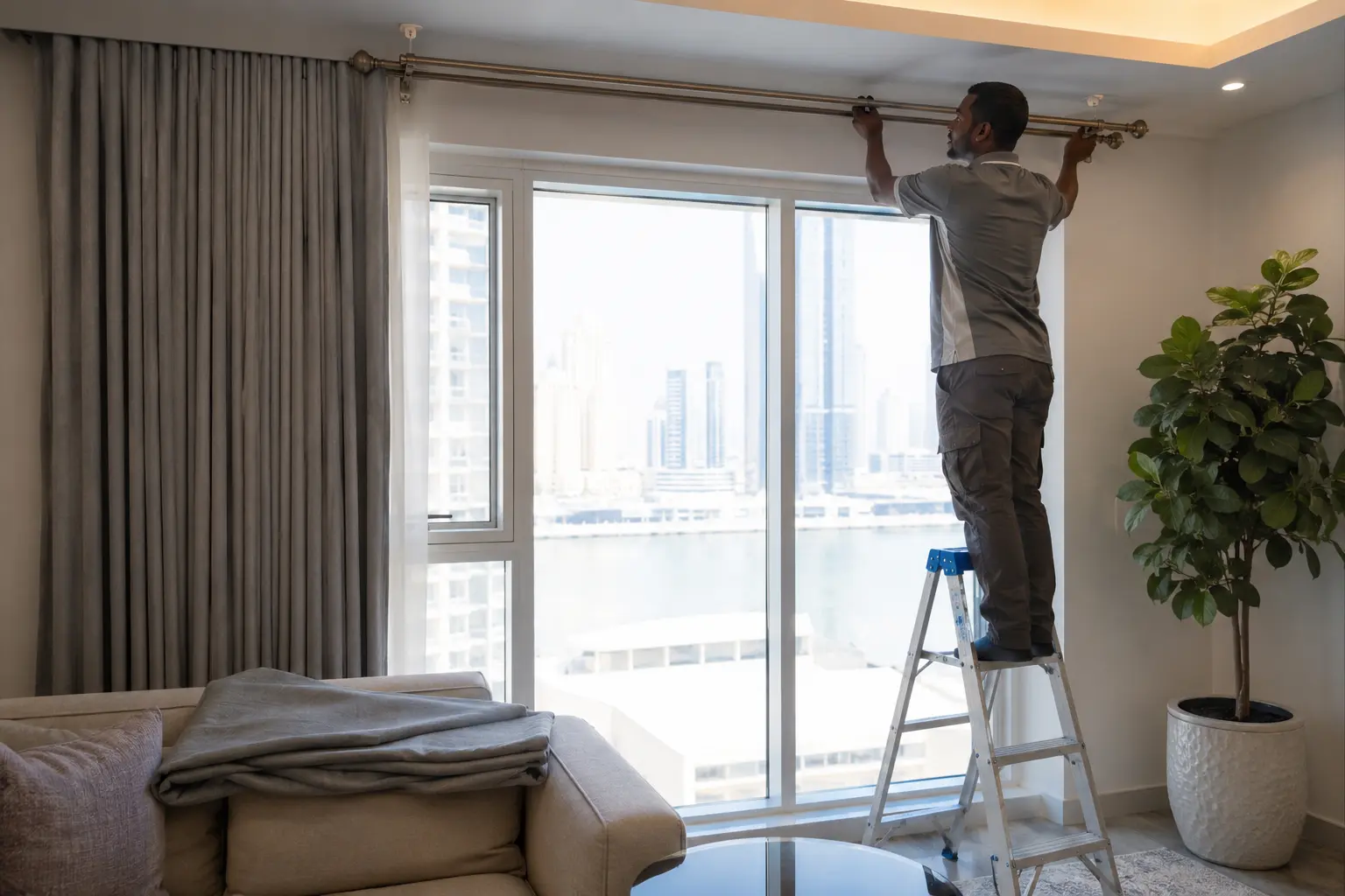 Curtain fitting and installation service in Dubai