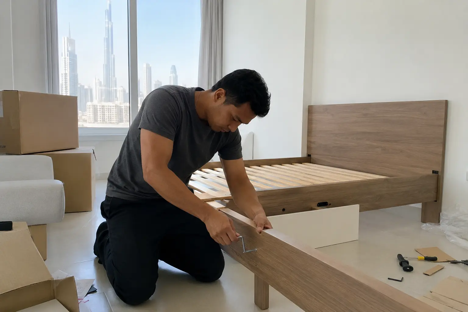 Furniture setup and assembly service after a move in Dubai